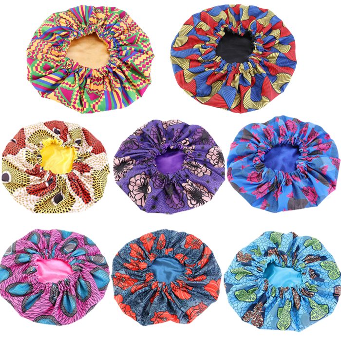 Bonnet de nuit imprimé Ankara doublé satin