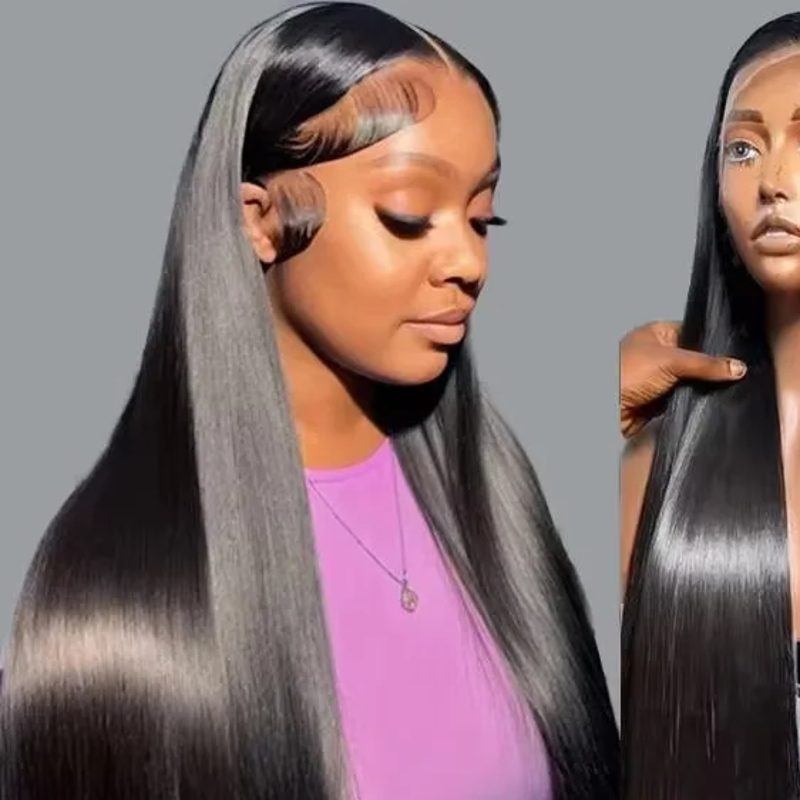 Perruque lisse cheveux humains brésiliens – lace frontal HD